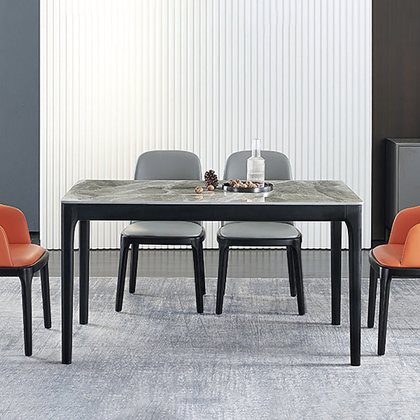 Rectangle Mid-Century Modern Dining Table Two-Color Fixed Table with Sintered Stone