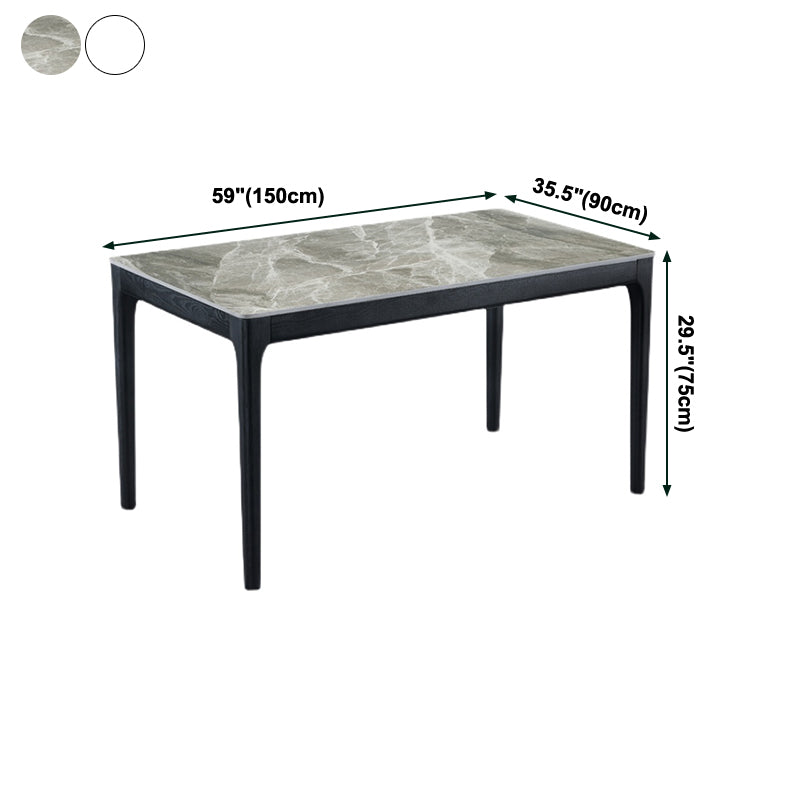 Rectangle Mid-Century Modern Dining Table Two-Color Fixed Table with Sintered Stone