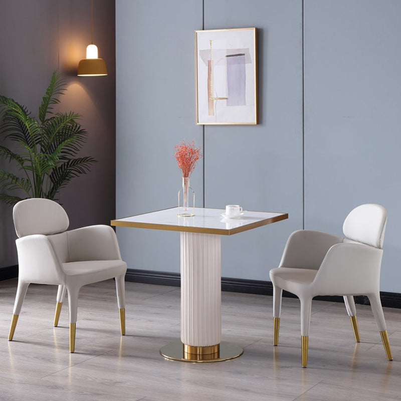 Metal Traditional Luxury Dining Table Sintered Stone Dining Table with Pedestal