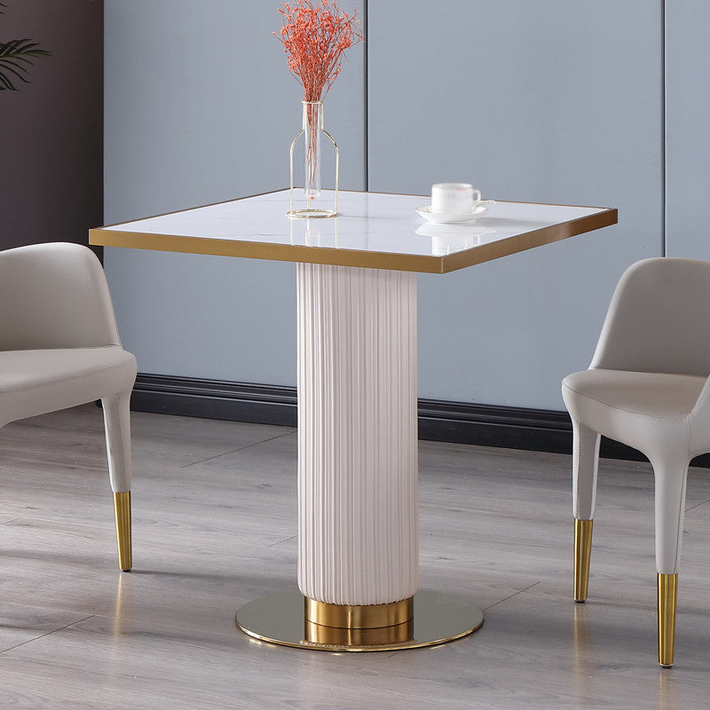 Metal Traditional Luxury Dining Table Sintered Stone Dining Table with Pedestal