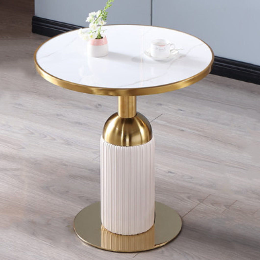 Metal Traditional Luxury Dining Table Sintered Stone Dining Table with Pedestal