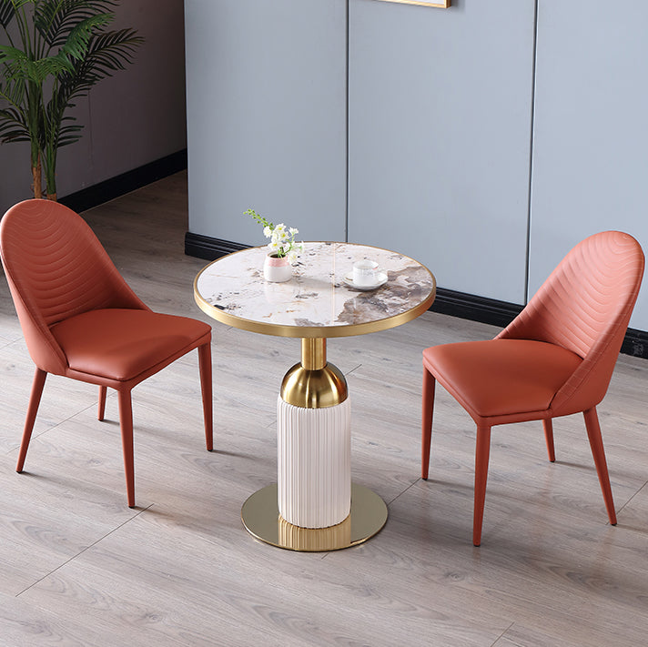 Metal Traditional Luxury Dining Table Sintered Stone Dining Table with Pedestal