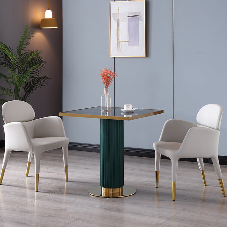 Metal Traditional Luxury Dining Table Sintered Stone Dining Table with Pedestal