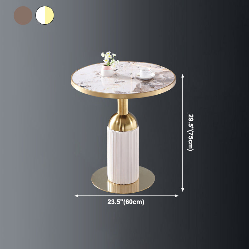 Metal Traditional Luxury Dining Table Sintered Stone Dining Table with Pedestal