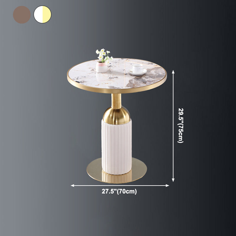Metal Traditional Luxury Dining Table Sintered Stone Dining Table with Pedestal
