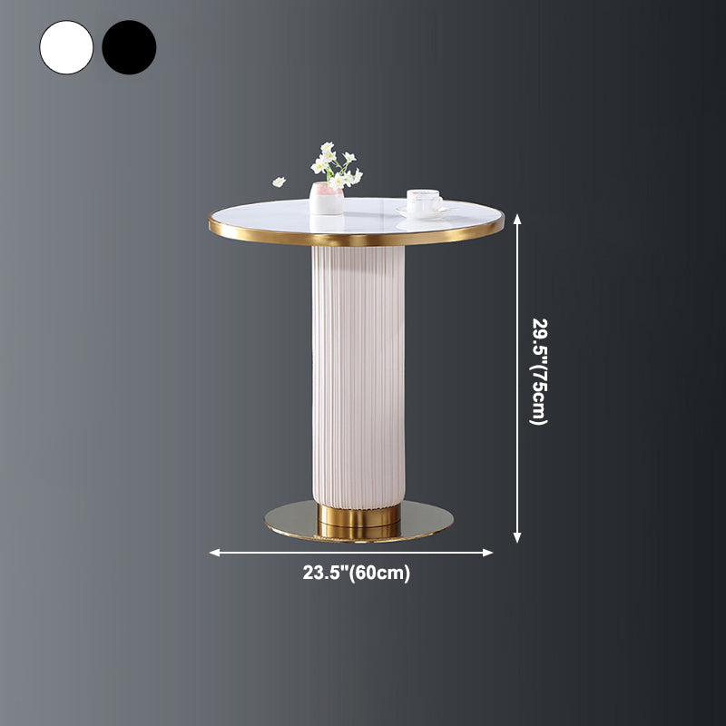 Metal Traditional Luxury Dining Table Sintered Stone Dining Table with Pedestal