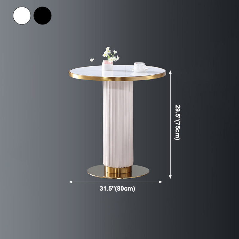 Metal Traditional Luxury Dining Table Sintered Stone Dining Table with Pedestal