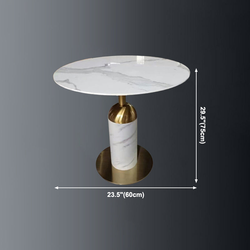 Metal Traditional Luxury Dining Table Sintered Stone Dining Table with Pedestal