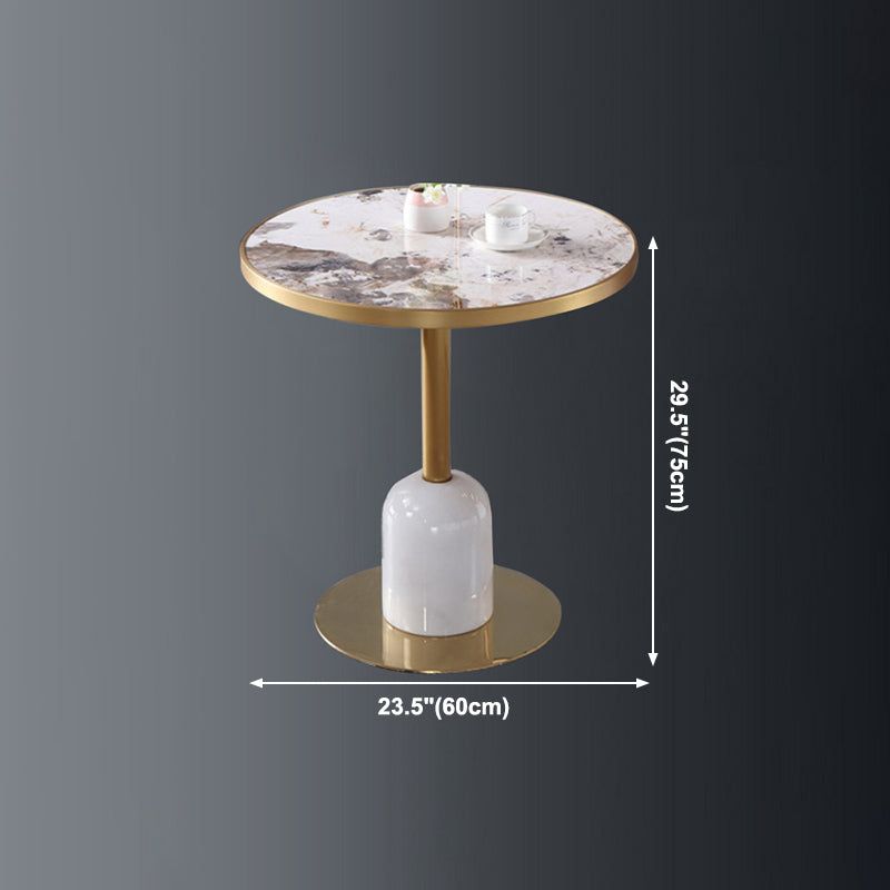 Metal Traditional Luxury Dining Table Sintered Stone Dining Table with Pedestal