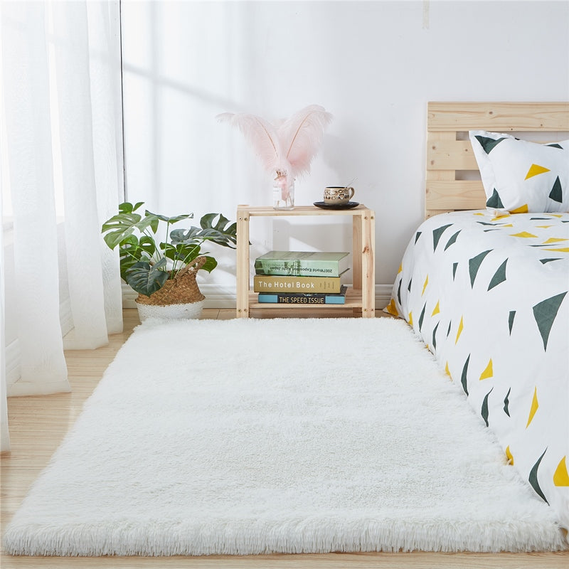 Chic Solid Color Area Rug Plush Modern Area Carpet Non-Slip Backing Rug for Bedroom