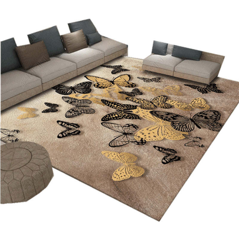Brown Animals Pattern Rug Modern Polyester Area Carpet Stain Resistant Area Rug for Home Decor