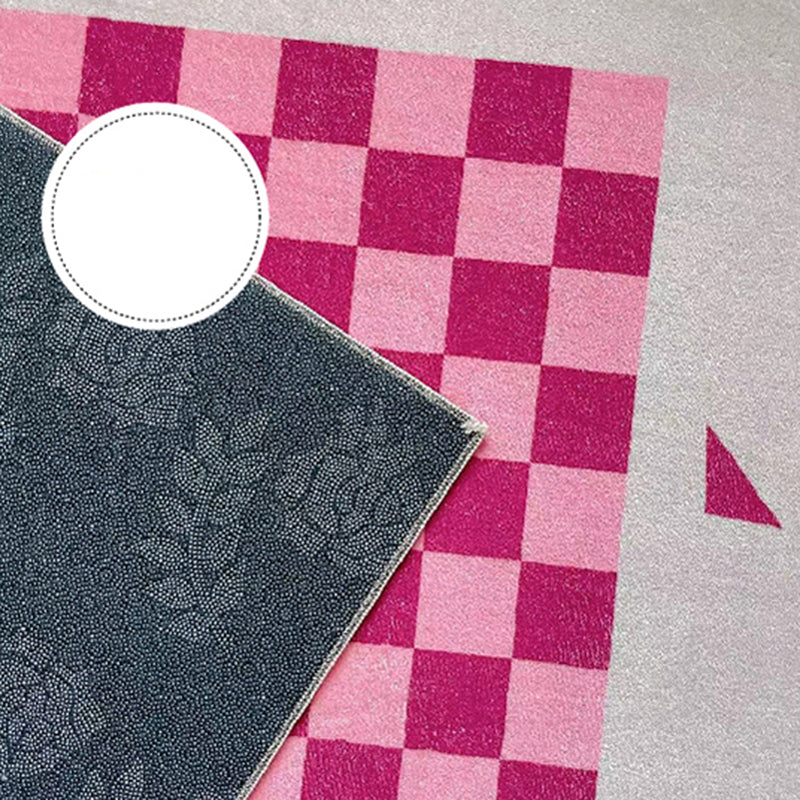 Pink Modern Carpet Plaid Pattern Polyester Area Rug Easy Care Rug for Home Decor