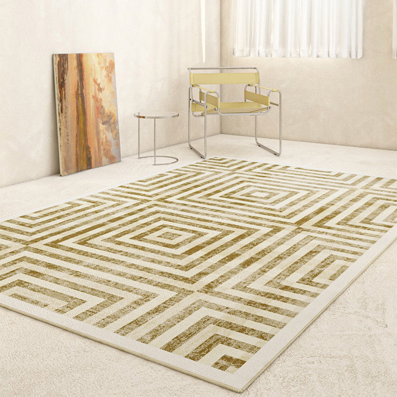 Brown Modern Carpet Geometric Pattern Polyester Area Carpet Anti-Slip Area Rug for Home Decor