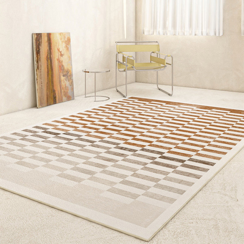 Brown Modern Carpet Geometric Pattern Polyester Area Carpet Anti-Slip Area Rug for Home Decor