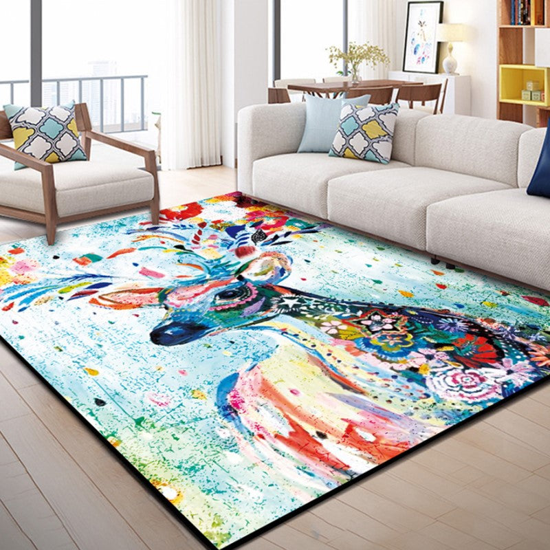 Fancy Modern Carpet Animals Pattern Polyester Area Rug Non-Slip Backing Rug for Home Decor