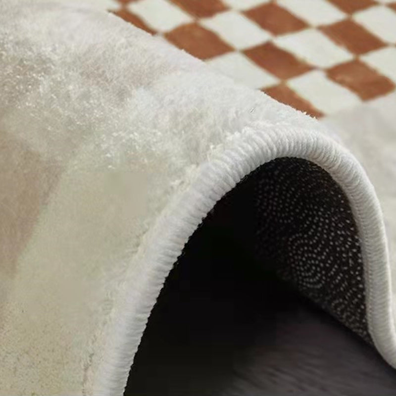 Chic Brown Area Rug Plaid Print Polyester Area Carpet Stain Resistant Rug for Home Decor