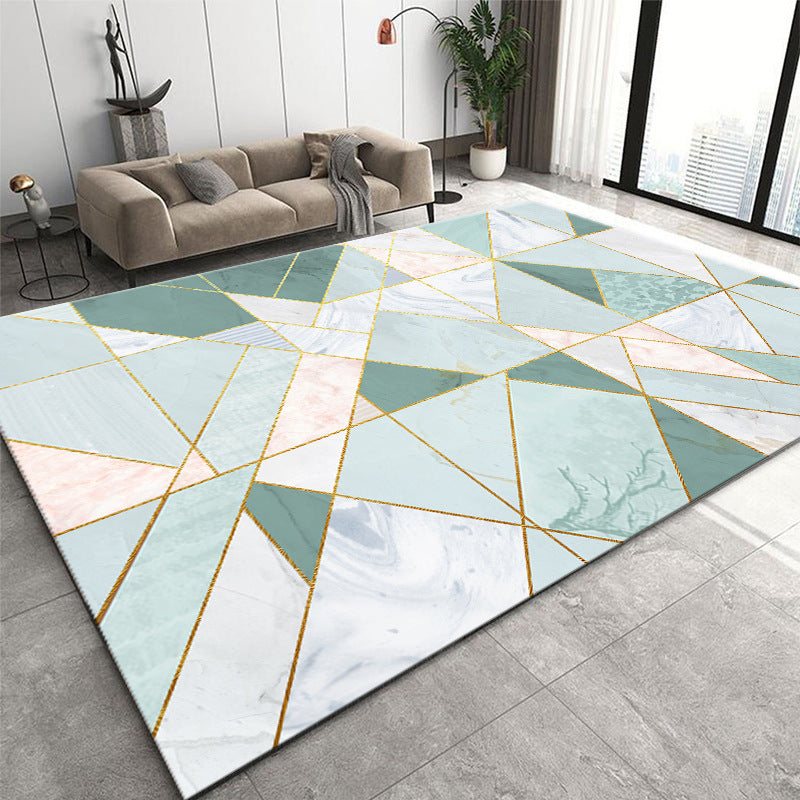 Geometric Area Carpet Modern Contrast Panel Area Rug Polyester Indoor Carpet with Non-Slip Backing