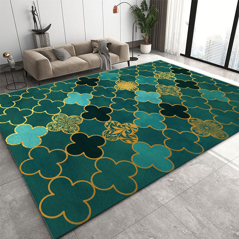 Geometric Area Carpet Modern Contrast Panel Area Rug Polyester Indoor Carpet with Non-Slip Backing
