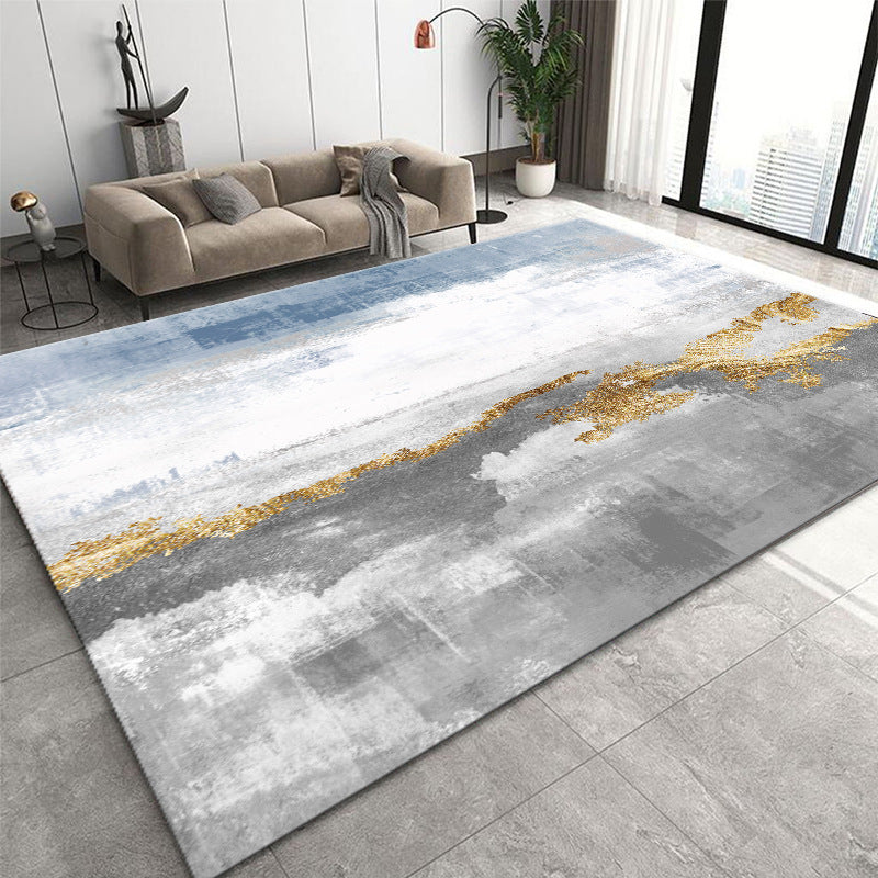 Geometric Area Carpet Modern Contrast Panel Area Rug Polyester Indoor Carpet with Non-Slip Backing