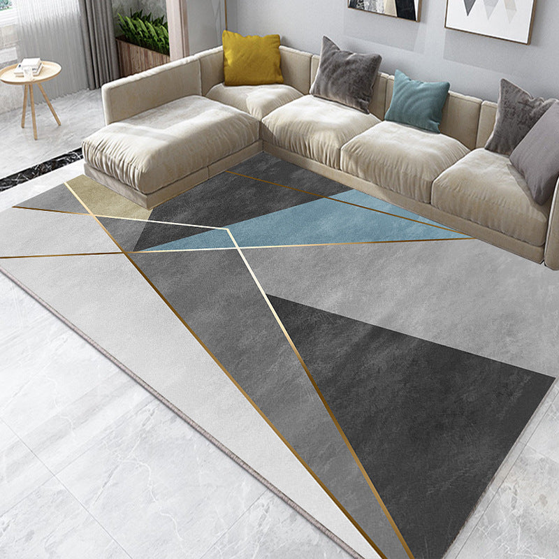 Minimalist Indoor Rug Modern Geometry Pattern Rug Polyester Stain Resistant Area Rug for Living Room