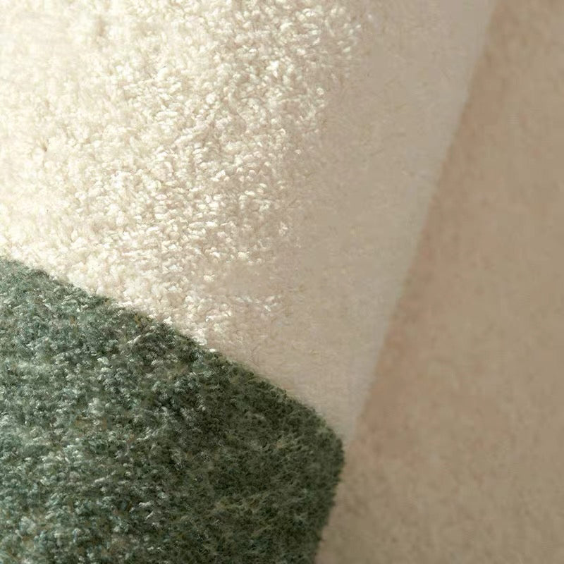 Modern Plaid Pattern Area Carpet Green Polyester Area Rug Non-Slip Backing Rug for Home Decor