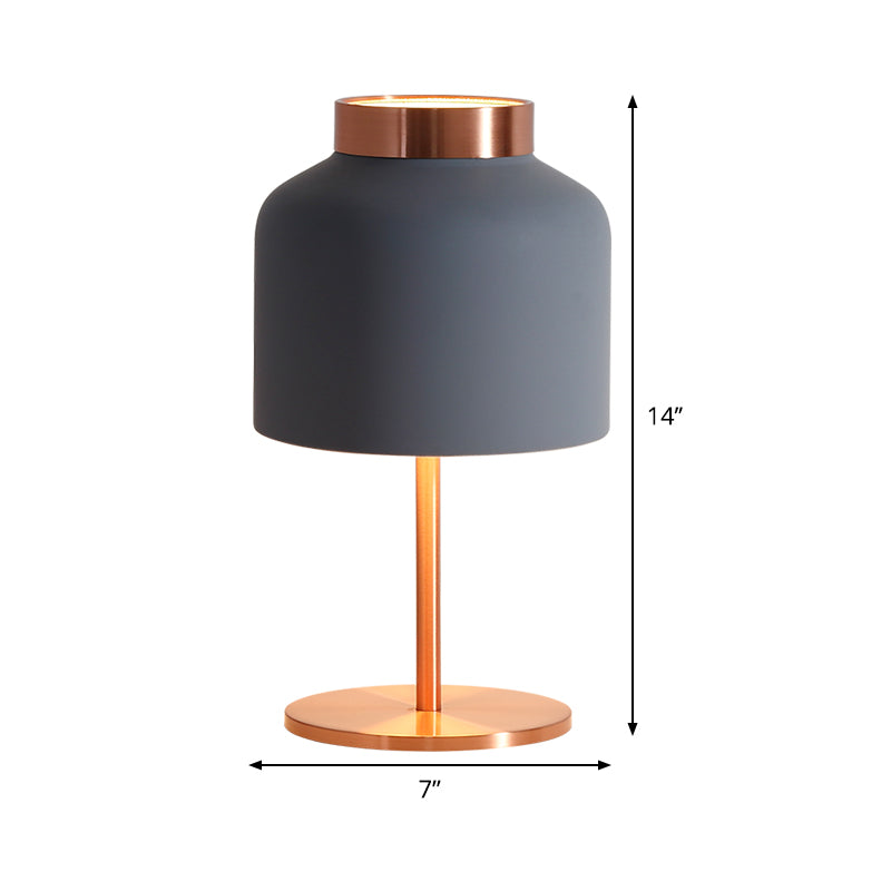 Metal Jar Night Table Lighting Modernist 1 Head Blue Nightstand Lamp for Living Room