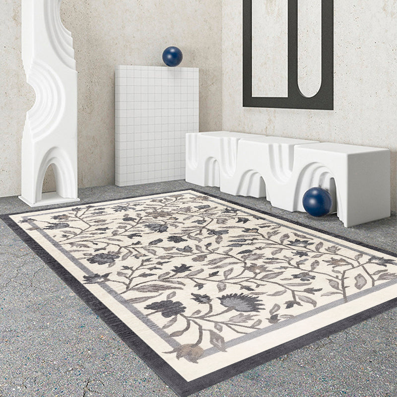 Modern Drawing Room Area Rug Color Block Polyester Area Carpet Non-Slip Backing Area Rug