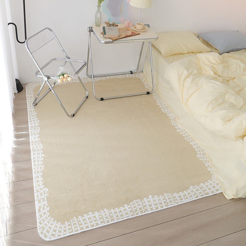 Beige Modern Area Rug Geometric Pattern Polyester Area Carpet Non-Slip Backing Rug for Bedroom