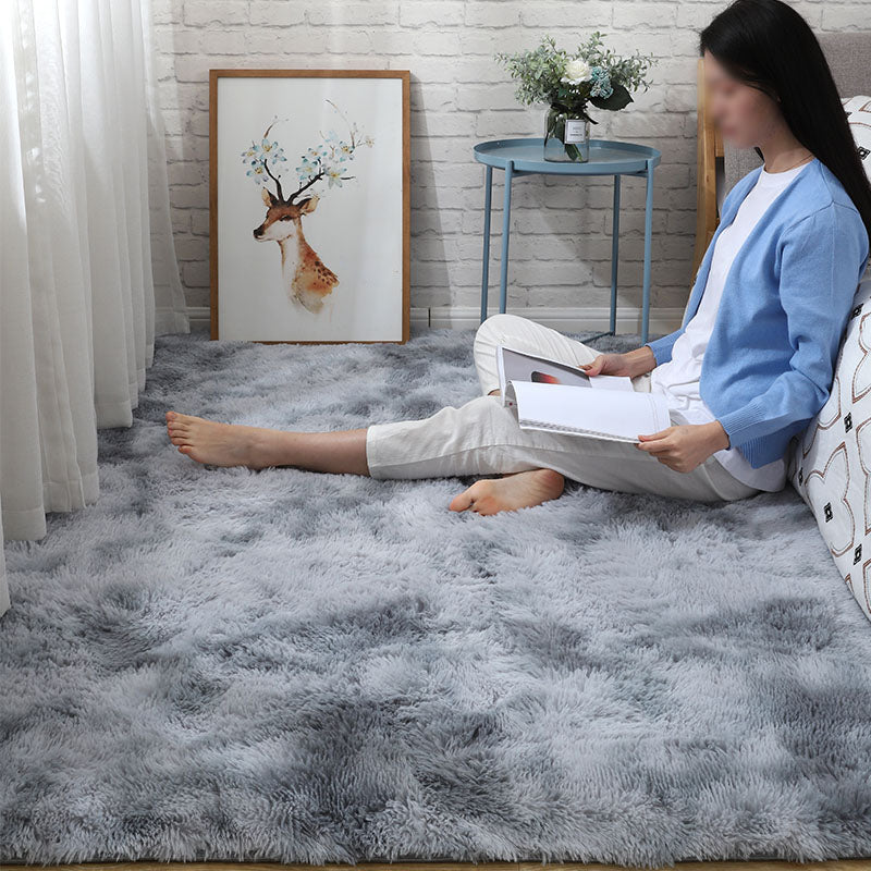 Fancy Plush Area Rug Tie-Dye Pattern Polyester Area Carpet Non-Slip Backing Rug for Bedroom