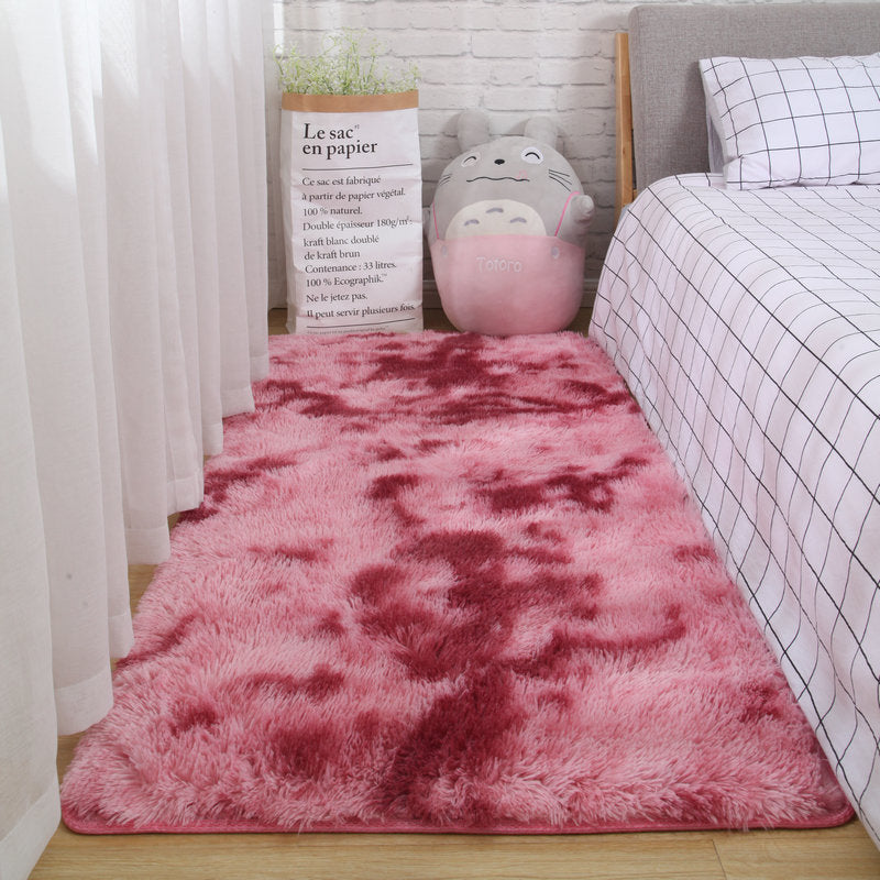 Fancy Plush Area Rug Tie-Dye Pattern Polyester Area Carpet Non-Slip Backing Rug for Bedroom