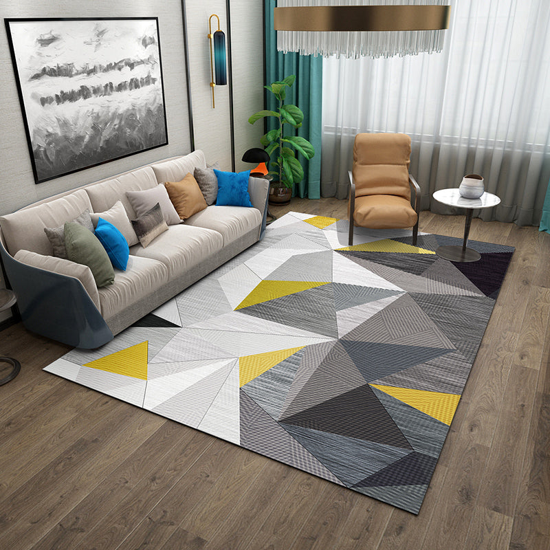 Modern Geometric Carpet Leisure Contrast Panel Area Rug Polyester Carpet with Non-Slip Backing