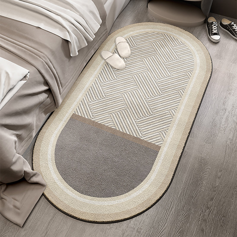 Beige Modern Area Rug Geometric Pattern Polyester Carpet Stain Resistant Rug for Bedroom