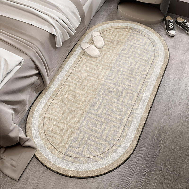 Beige Modern Area Rug Geometric Pattern Polyester Carpet Stain Resistant Rug for Bedroom