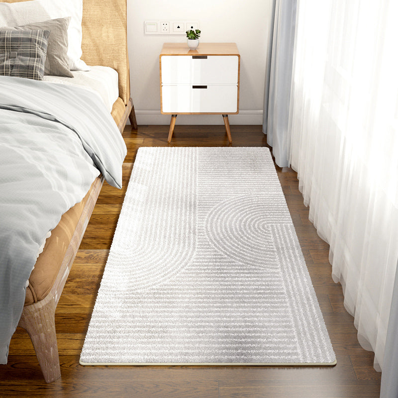 Grey Modern Carpet Geometric Pattern Polyester Area Rug Anti-Slip Area Rug for Bedroom