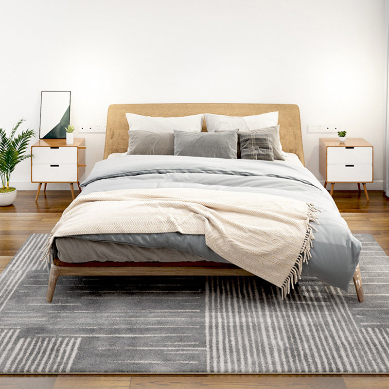 Grey Modern Carpet Geometric Pattern Polyester Area Rug Anti-Slip Area Rug for Bedroom