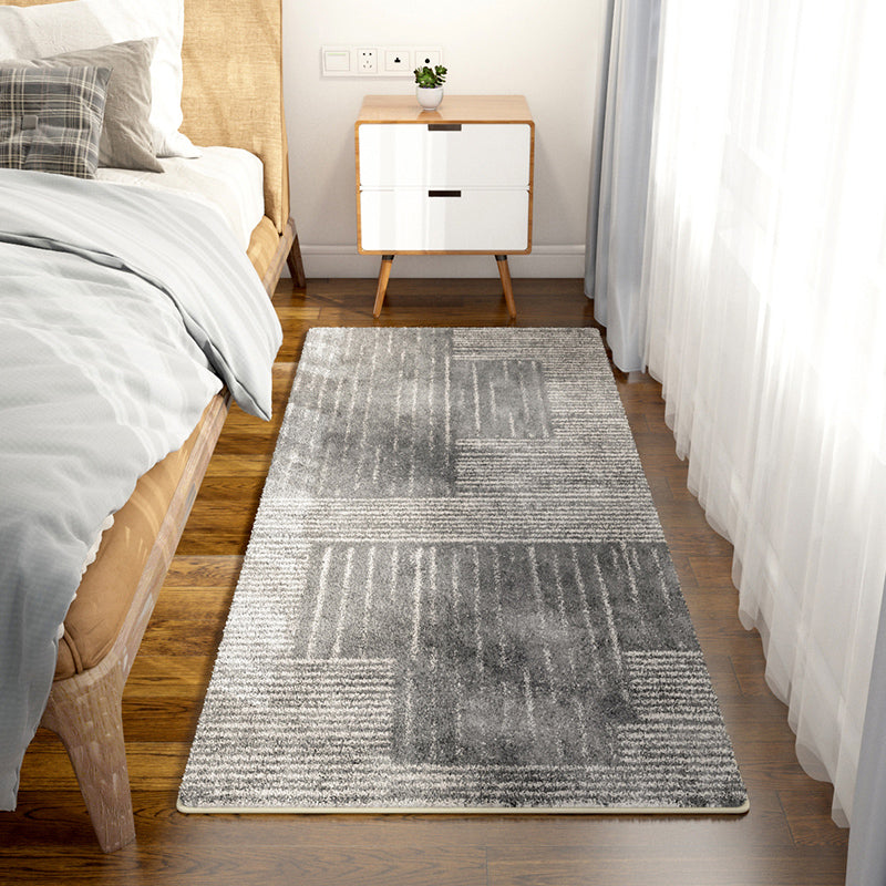 Grey Modern Carpet Geometric Pattern Polyester Area Rug Anti-Slip Area Rug for Bedroom