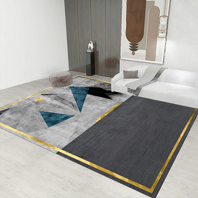 Stylish Modern Rug Contrast Color PVC Area Carpet Stain Resistant Rug for Home Decor