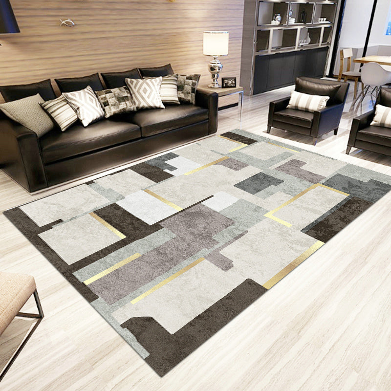 Stylish Modern Rug Contrast Color PVC Area Carpet Stain Resistant Rug for Home Decor