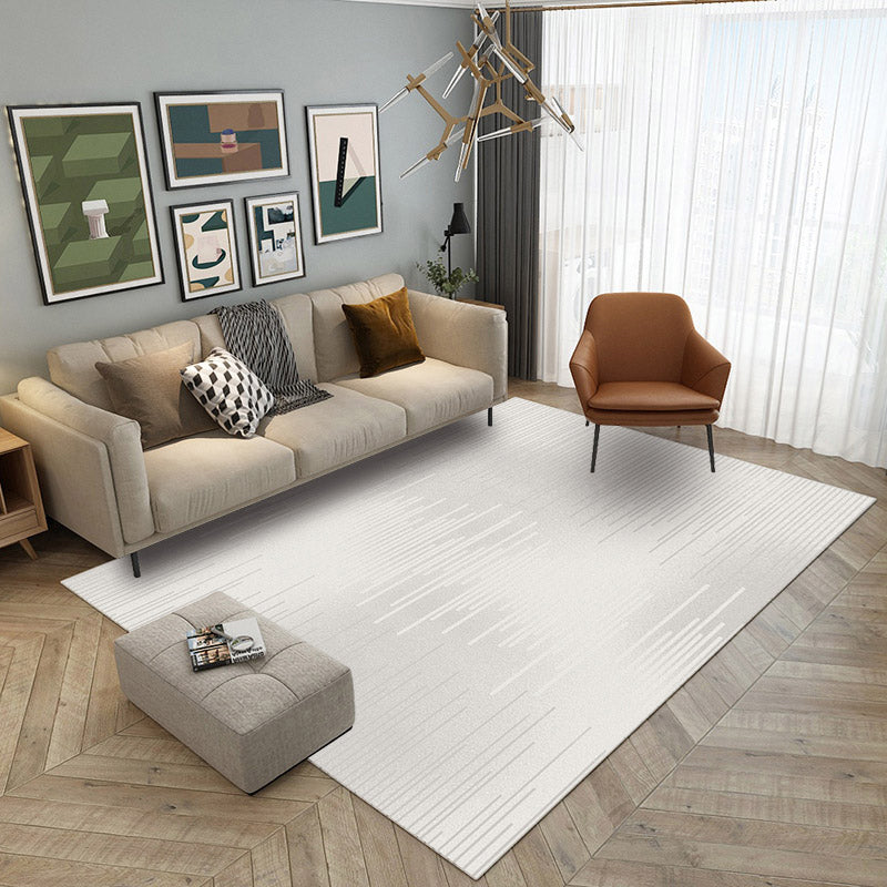 Grey Stripe Pattern Rug Modern Polyester Area Rug Easy Care Carpet for Living Room