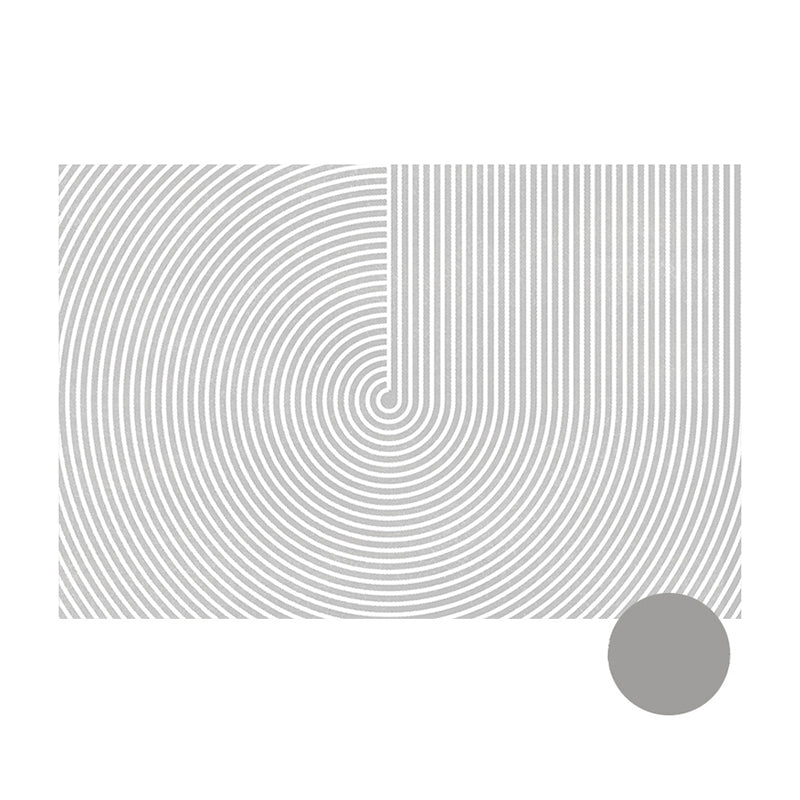 Chic Grey Area Rug Stripe Print Polyester Area Carpet Anti-Slip Rug for Home Decor