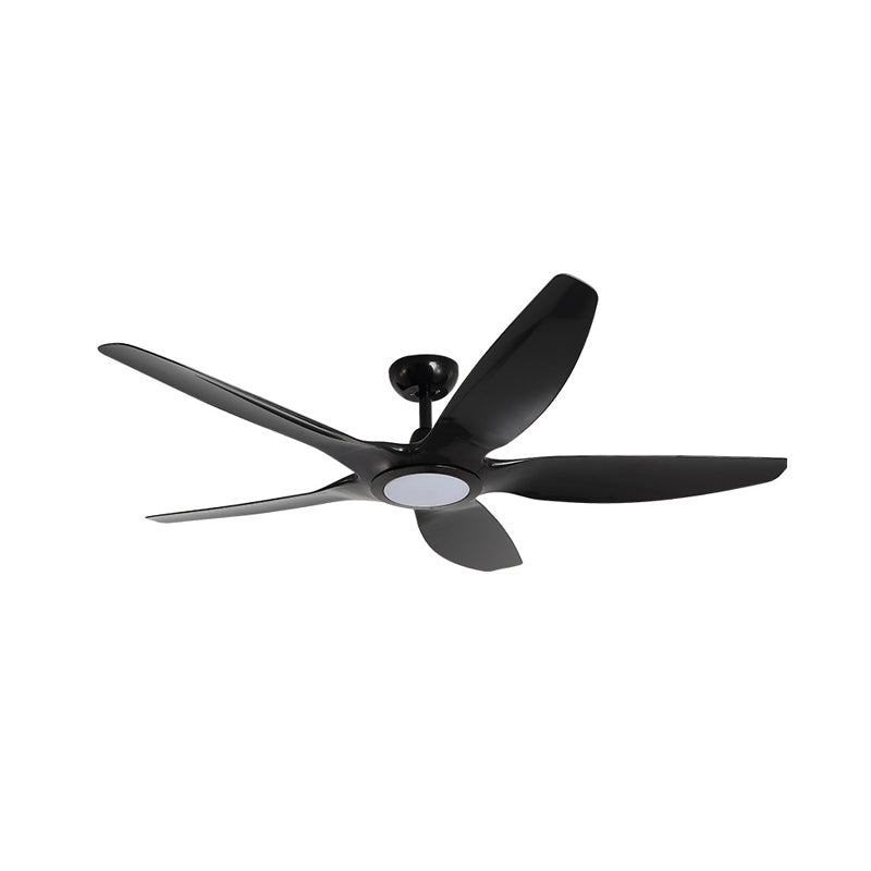 Éclairage de ventilateur de pendentif en acrylique rond Living Vintage Room 5 lames LED Semi Flush Flush Mounted Lampe en noir, 60 "de large