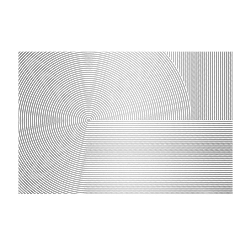 Chic Grey Area Rug Stripe Print Polyester Area Carpet Anti-Slip Rug for Home Decor