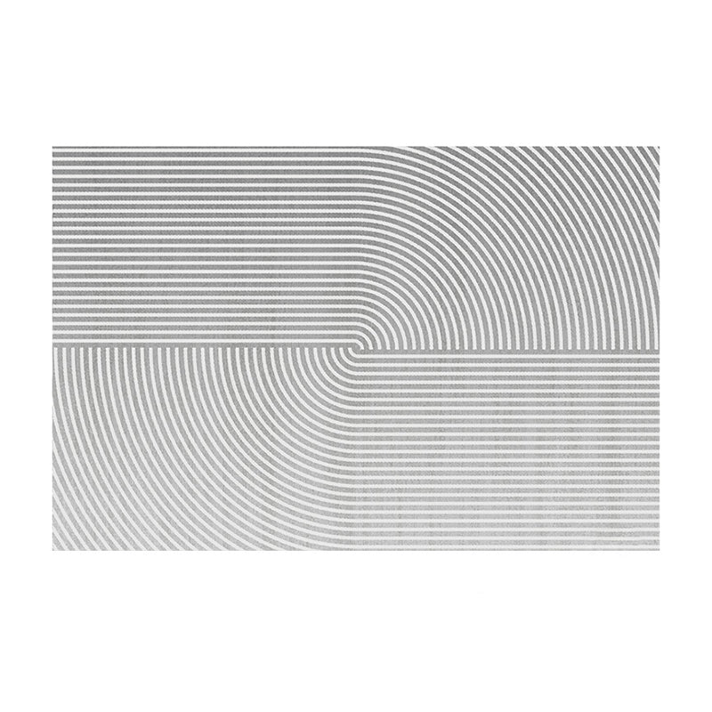 Chic Grey Area Rug Stripe Print Polyester Area Carpet Anti-Slip Rug for Home Decor
