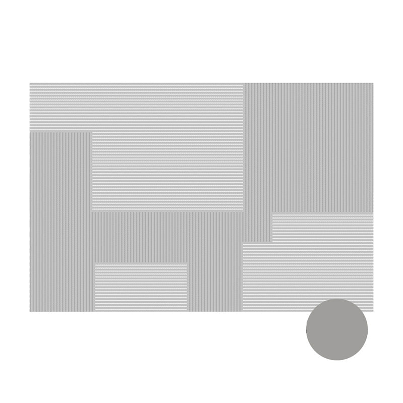 Chic Grey Area Rug Stripe Print Polyester Area Carpet Anti-Slip Rug for Home Decor