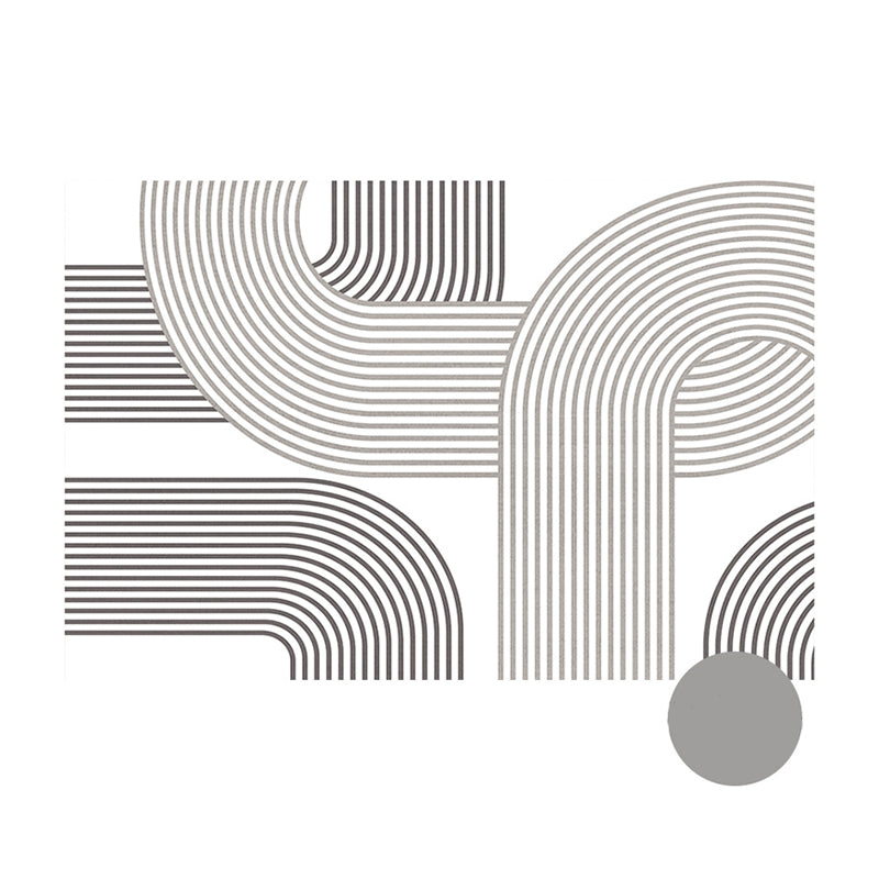 Chic Grey Area Rug Stripe Print Polyester Area Carpet Anti-Slip Rug for Home Decor