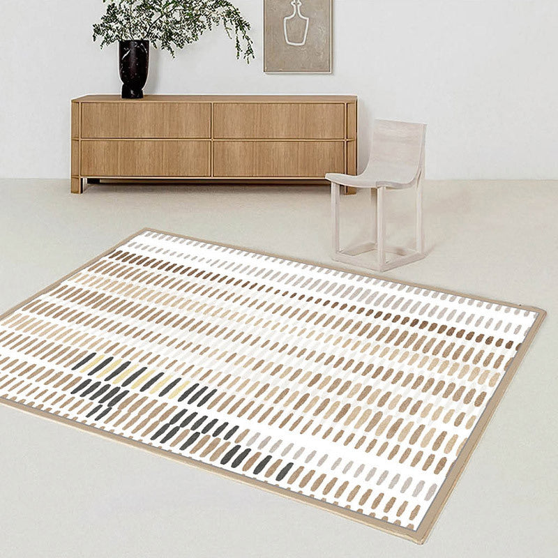 Beige Modern Rug Polyester Geometric Print Area Carpet Non-Slip Backing Rug for Home Decor