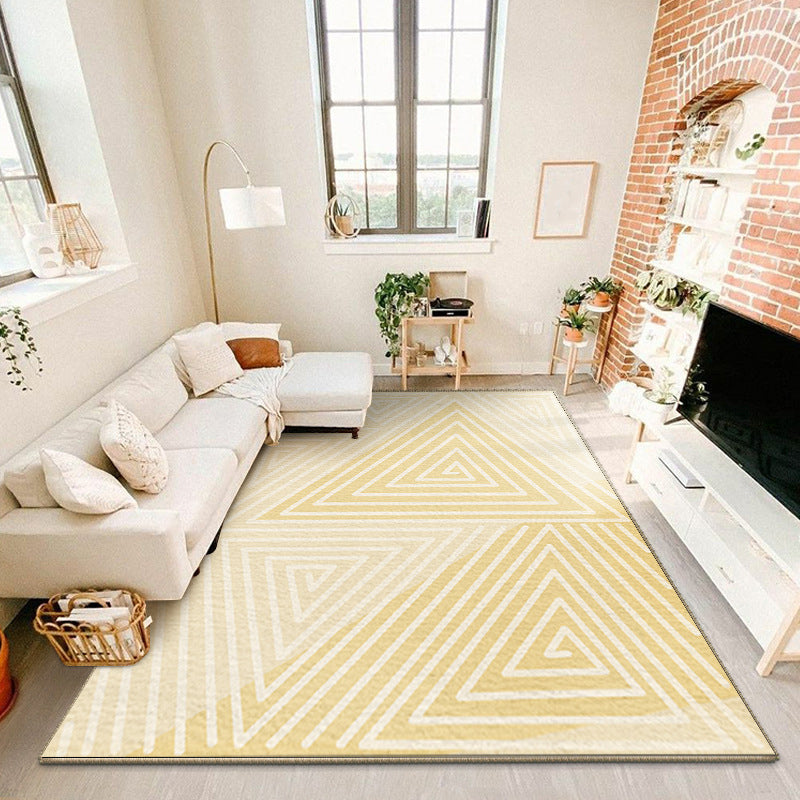 Modern Yellow Area Rug Geometric Print Polyester Carpet Anti-Slip Rug for Drawing Room