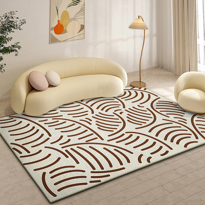 Modern Yellow Area Rug Geometric Print Polyester Carpet Anti-Slip Rug for Drawing Room