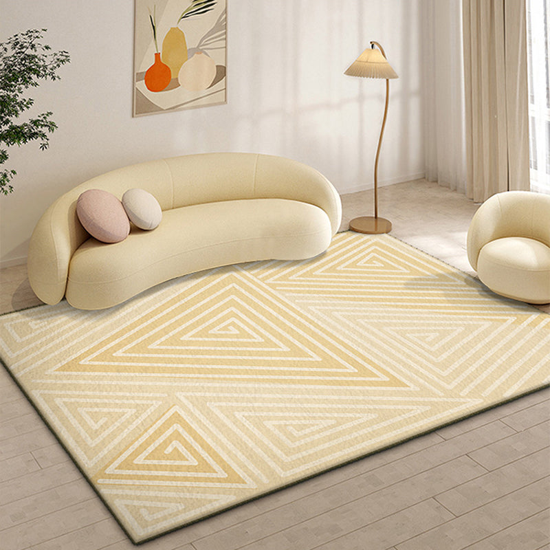 Modern Yellow Area Rug Geometric Print Polyester Carpet Anti-Slip Rug for Drawing Room
