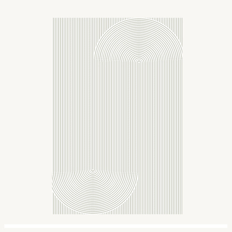 White Geometric Pattern Carpet Modern Polyester Rug Non-Slip Backing Rug for Living Room